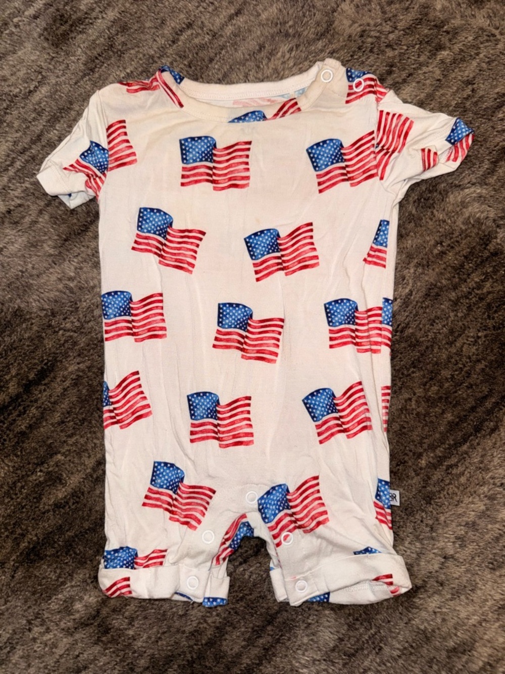 American Flag Print Baby One-Piece Romper - Red & Blue